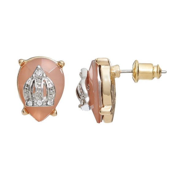 Juicy Couture Jewelry - Juicy Couture Pink Cabochon Pave Crown Earrings